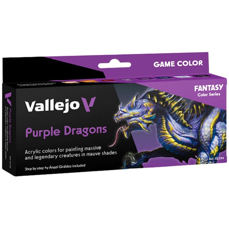 Vallejo - Purple Dragons Acrylic Paint Set | Game Color | Fantasy Color Series Miniature Model Kit for a High Pigment Matte Finish | 8 Bottles x 18 ml. (0.60 fl.oz) - Image 1