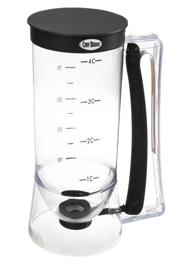 Chef Buddy Pancake Batter Dispenser - 4-Cup Batter Dispenser with Squeeze Handle for Pancakes, Waffles, Muffins, and Crepes - Baking Tools by Chef Buddy (Black) - Image 1