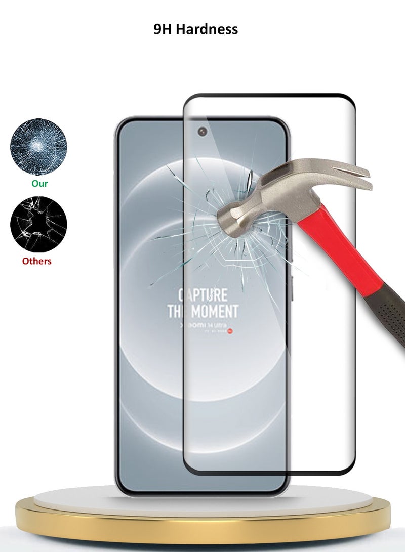 Wtech Premium E2E Full Glue Full Cover Tempered Glass Screen Protector For Xiaomi 14 Ultra 5G 2024 Clear/Black - Image 2