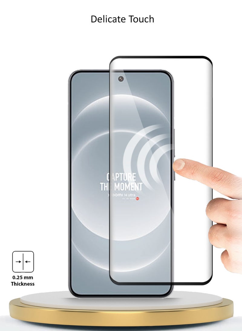 Wtech Premium E2E Full Glue Full Cover Tempered Glass Screen Protector For Xiaomi 14 Ultra 5G 2024 Clear/Black - Image 3