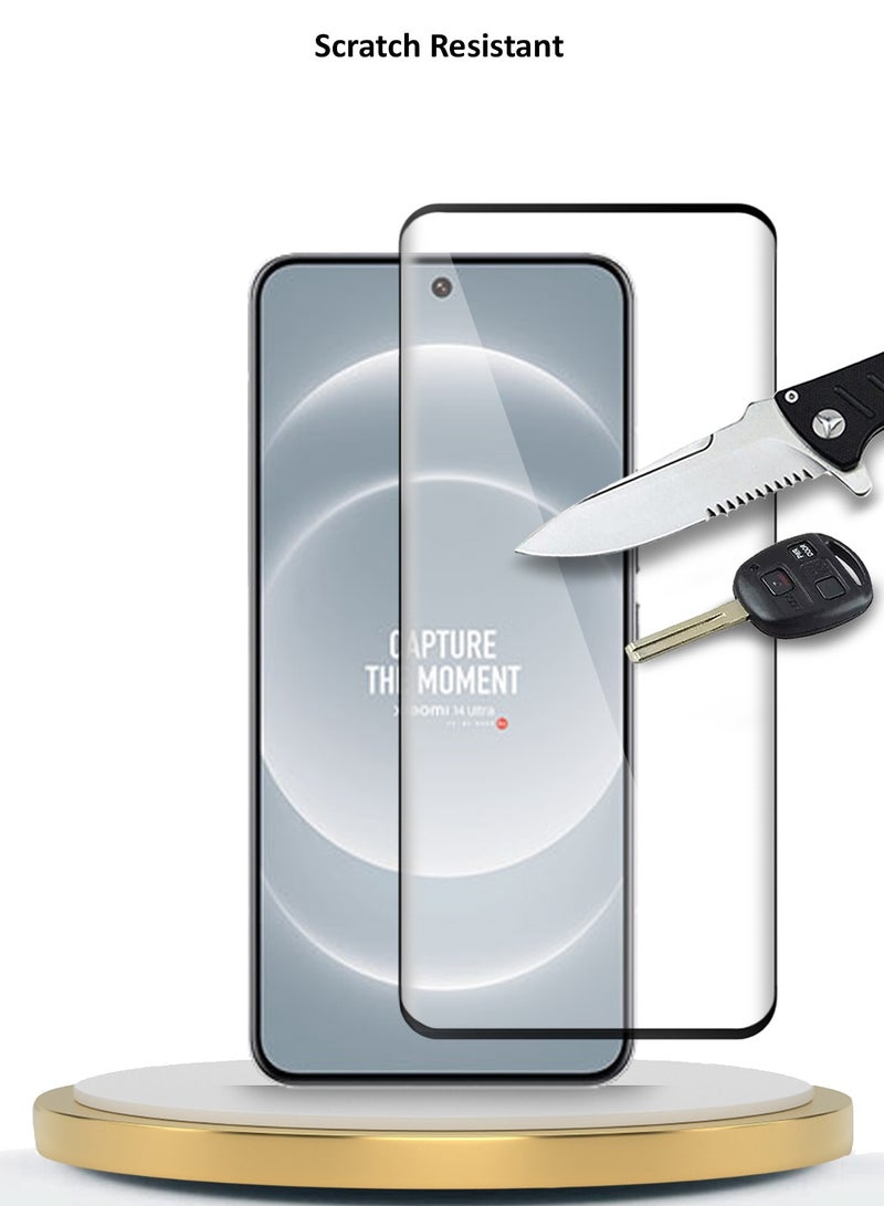 Wtech Premium E2E Full Glue Full Cover Tempered Glass Screen Protector For Xiaomi 14 Ultra 5G 2024 Clear/Black - Image 4