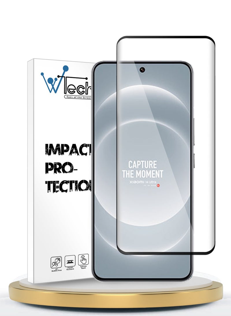 Wtech Premium E2E Full Glue Full Cover Tempered Glass Screen Protector For Xiaomi 14 Ultra 5G 2024 Clear/Black - Image 1