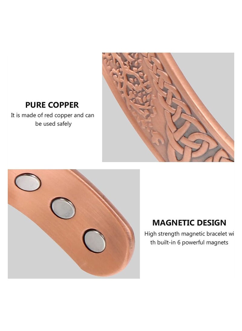 KASTWAVE Pure Copper Magnetic Bracelet Magnetic Therapy Bracelet Magnetic Healing Bracelet Cuff Bracelet Energy Healing Bracelet for Women Men Joint Pain Arthritis Relief  - Image 3