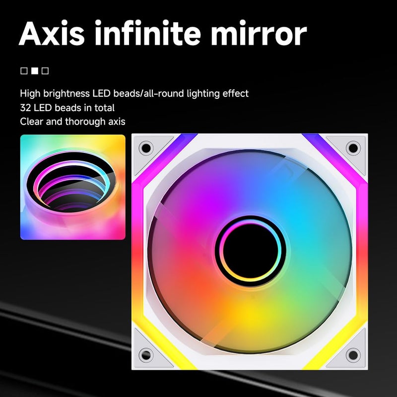 Jungle Leopard Galaxy SE 120mm ARGB Computer Case Fans,Infinity Mirror RGB Light Effect 5V 3PIN Motherboard Light Sync 800~1600RPM PWM PC Fan Suitable for Computer Case(Triple Pack White Reverse) - Image 3
