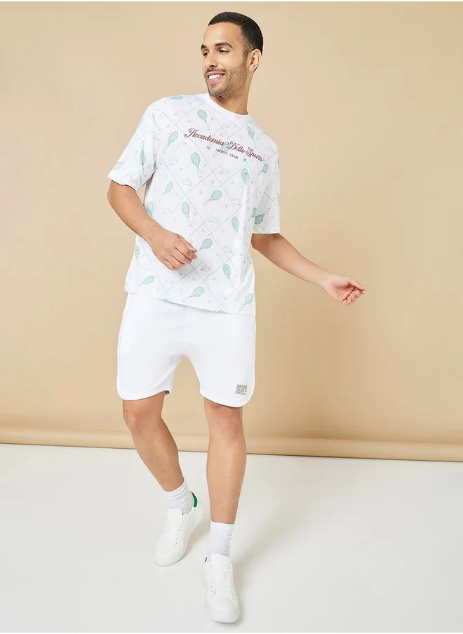 ستايلي Pure Cotton Terry Tennis Regular Shorts with Patch Detail