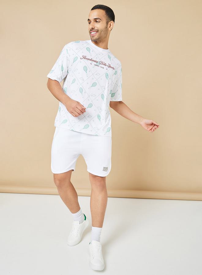 Styli Pure Cotton Terry Tennis Regular Shorts with Patch Detail  - Image 2