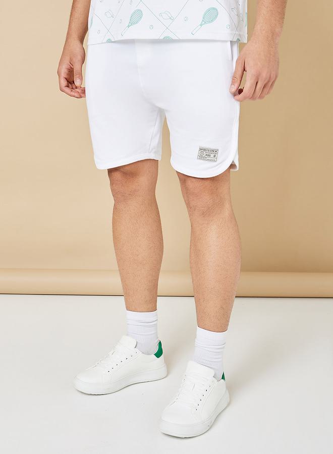 Styli Pure Cotton Terry Tennis Regular Shorts with Patch Detail  - Image 1