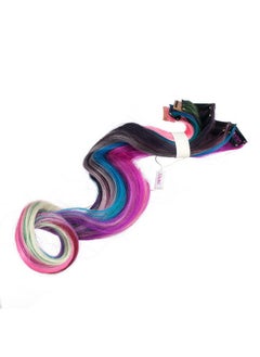SWACC SWACC 12 Pcs Curly Wavy One Color Party Highlights Clip on in Hair Extensions Colored Hair Streak Synthetic Hairpieces (Ombre 12 Colors)  - Image 2
