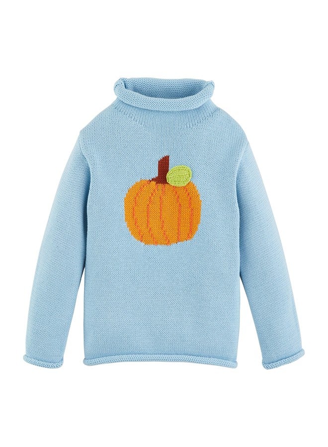 Mud Pie Children's Rollneck Sweater; Blue Pumpkin; Small | 12-18M - Image 1