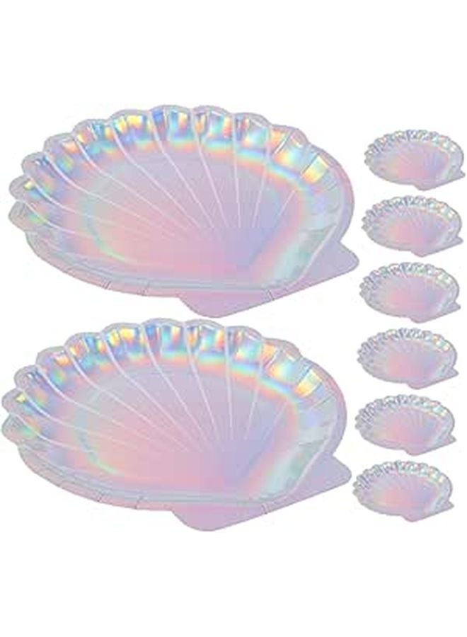 Mermaid Themed 16 Piece Disposable Shell Paper Plates For Birthday Party Supplies - Image 1