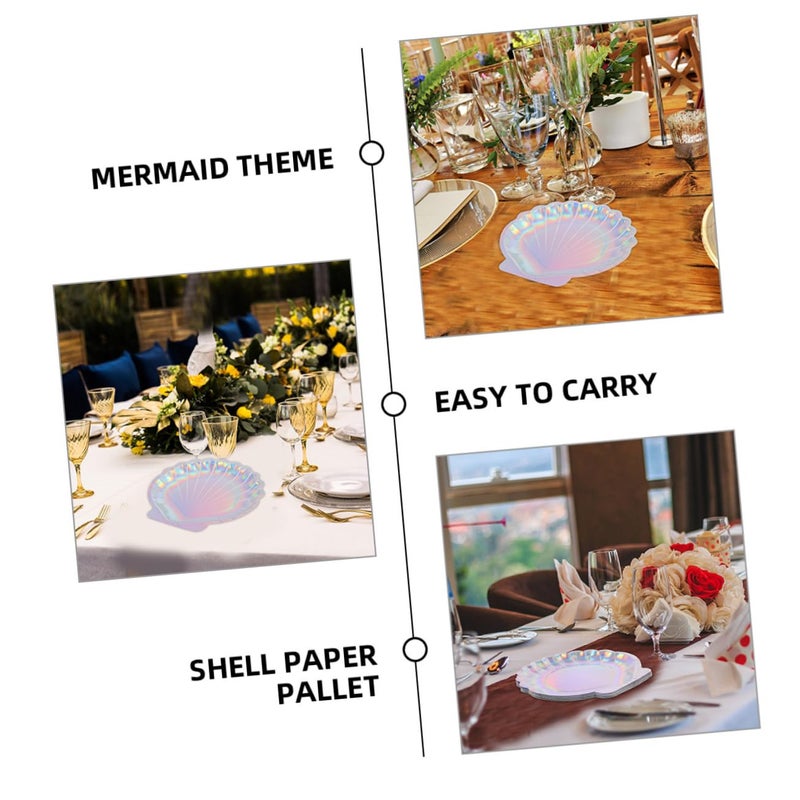 Mermaid Themed 16 Piece Disposable Shell Paper Plates For Birthday Party Supplies - Image 4