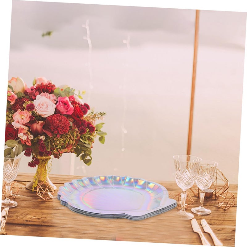 Mermaid Themed 16 Piece Disposable Shell Paper Plates For Birthday Party Supplies - Image 5