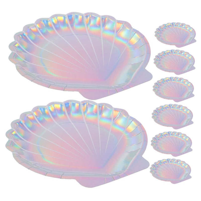 Mermaid Themed 16 Piece Disposable Shell Paper Plates For Birthday Party Supplies - Image 2