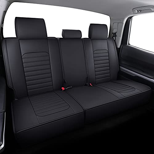 Aierxuan Car Seat Covers Full Set Compatible with Toyota Tundra Custom Fit 2008-2024 Truck Pickup Crewmax Double Cab Waterproof Leather Seat Cushions with Split Bench 40/60(Full Set/Black) - Image 3