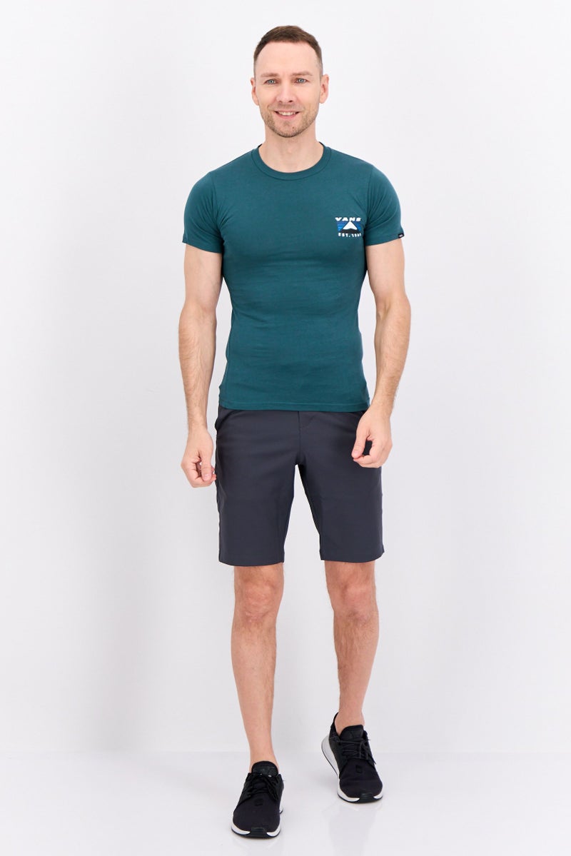 VANS تي شيرت رجالي بأكمام قصيرة وياقة دائرية بشعار العلامة التجارية، أخضر داكن - Image 4