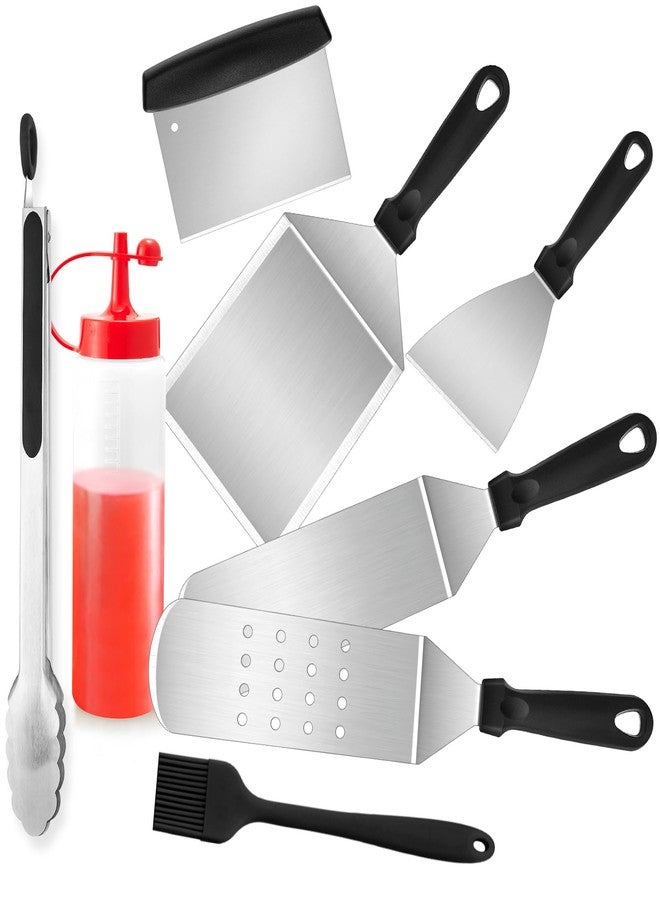 Joyfair 8Pcs Griddle Accessories Kit for Blackstone, Joyfair Flattop Grilling Accessory Tool Set with Stainless Steel Burger Spatula Turner, Metal Flipper, for Outdoor BBQ Teppanyaki Hibachi, (PP Handles) - Image 1