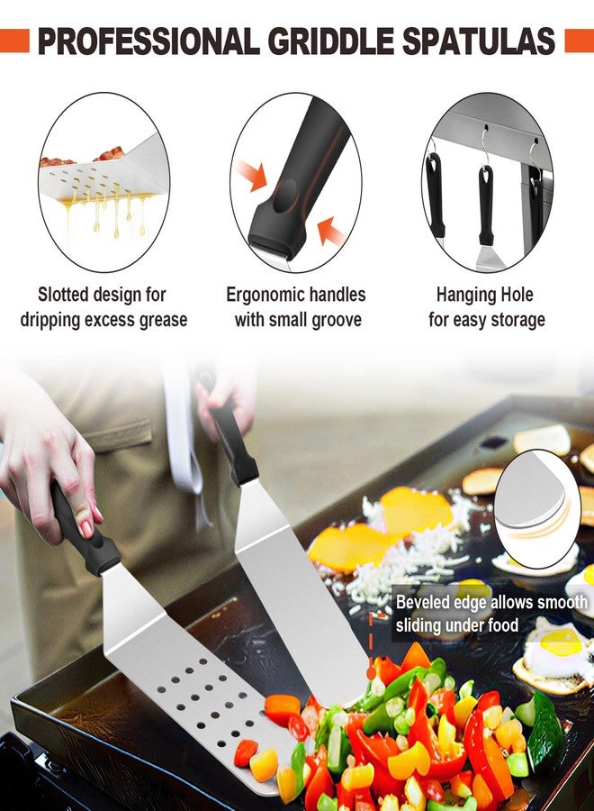 Joyfair 8Pcs Griddle Accessories Kit for Blackstone, Joyfair Flattop Grilling Accessory Tool Set with Stainless Steel Burger Spatula Turner, Metal Flipper, for Outdoor BBQ Teppanyaki Hibachi, (PP Handles) - Image 2