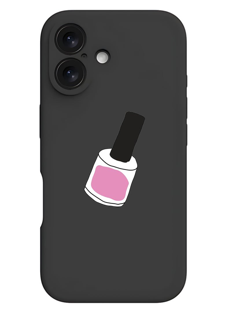 Theodor Protective Slim Fit Case Liquid Silicone Cover with Full Body Protection Anti-Scratch Shockproof Case For Apple iPhone 17 (Black) Nail Paint 1 - Image 1