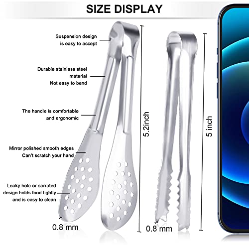 Dmoera 12 Pack Premium Small Serving Tongs, Dmoera Mini Stainless Steel Appetizer Tongs, 5Inch,5.2Inch(12.7cm) - Image 2