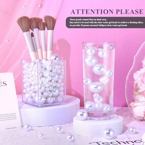 Towenm 2300PCS No Hole Pearl Beads for Vases Filler, Floating Pearls for Centerpieces Vases, Mix Sizes Faux Round White Pearls for Crafting Wedding Party Costums Decoration (4/6/8/10/14/20mm) - Image 4