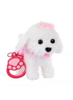 Generic Simulation Plush Toy For Children Licking Dog Licking Tongue Cat Singing Leash Walking Dog Electric Toy-Color:Traction Rope Pink Clothes White Rich Dog-Specifications:Pure English Battery Model + Accessories (play House Toy Set) + Color Box  - Image 3