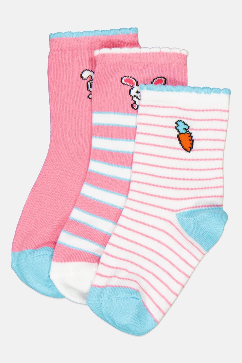bebe جوارب كروية للبنات للأطفال 3 أزواج، متعددة الألوان - Image 1