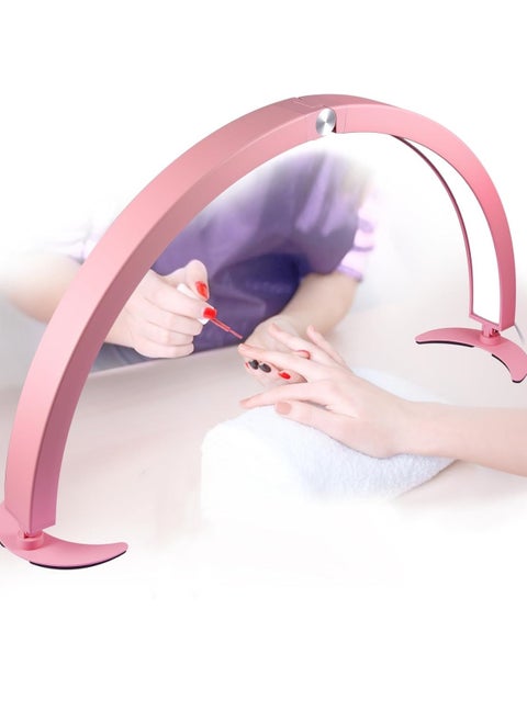 Half Moon Light for Nail Desk 73cm Diameter Foldable Half Moon Nail Desk Lamp with Wire Controller and Remote Lash Light Lamp for Eyelash Extensions 7 Cool/Warm Tones and 10 Brightness