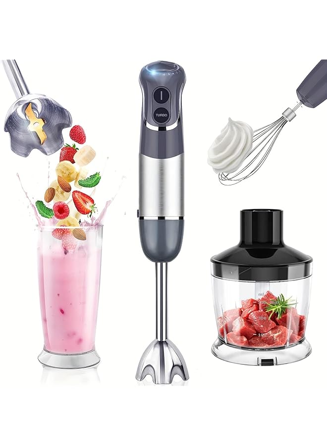 إيروريكس خلاط غاطس محمول 4 في 1 متعدد العصي 1000 واط 12 سرعة خلاط يدوي توربو بوست محرك نحاسي قوي شفرات من التيتانيوم خلاط يدوي عصا خفق الحليب خفاقة مفرمة معالج طعام - Image 1