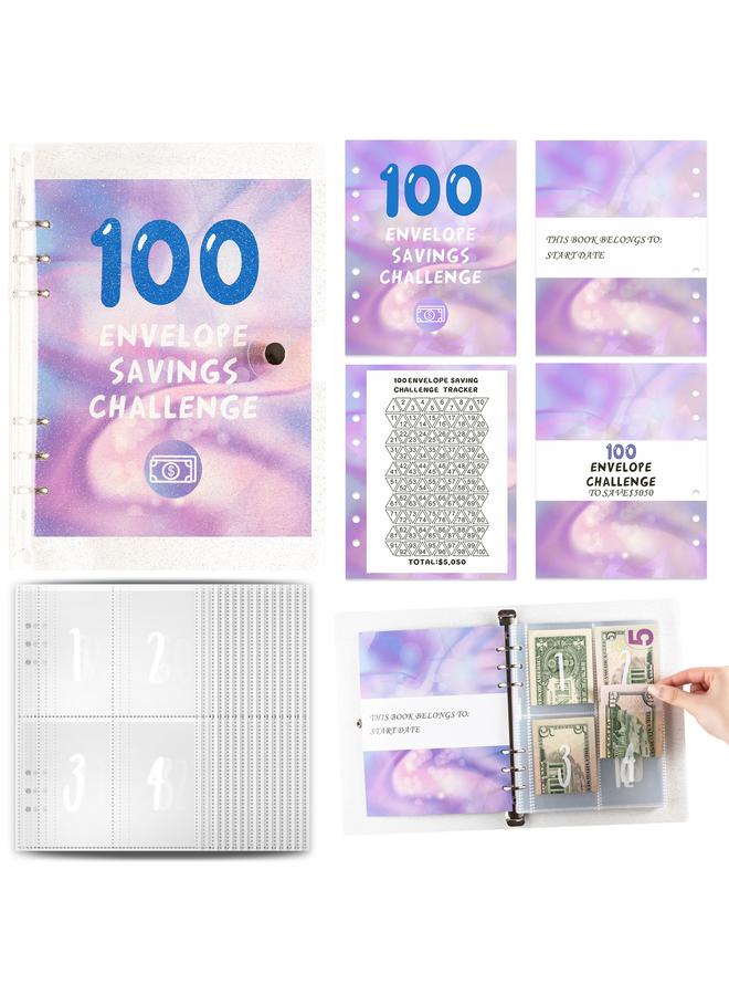 Bluejw Loose-leaf Ben Couple 100 Days Challenge Saving Money Saving Notebook Loose-leaf Handbook  - Image 1
