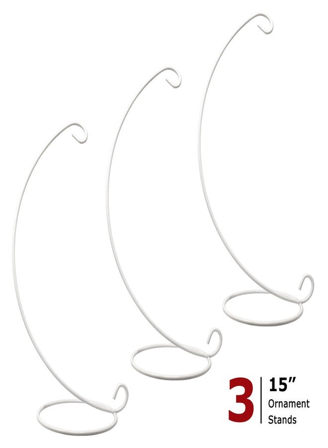 BANBERRY DESIGNS White Christmas Ornament Display Stands - 15"H - Christmas Ornament Holders - Terrarium Holders - Lantern Stand - Hanging Height 12"H - Set of 3 - Image 2