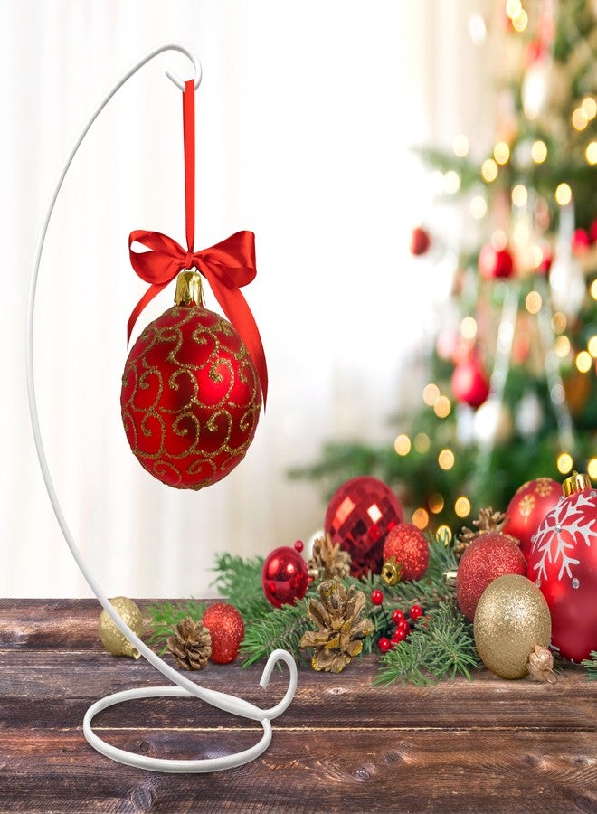 BANBERRY DESIGNS White Christmas Ornament Display Stands - 15"H - Christmas Ornament Holders - Terrarium Holders - Lantern Stand - Hanging Height 12"H - Set of 3 - Image 4