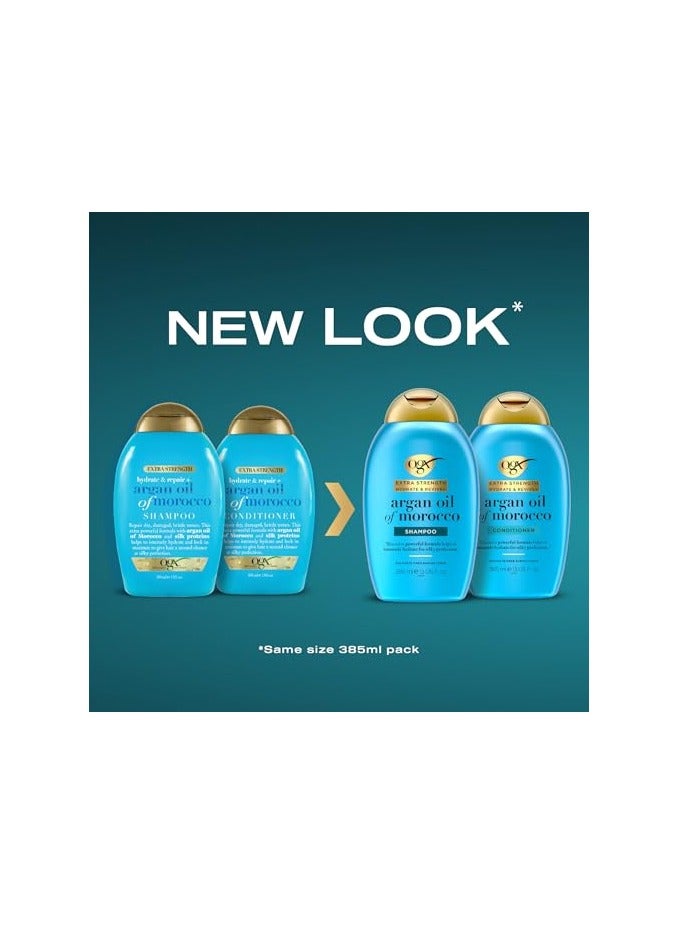 OGX Extra Strength Hydrate and Revive+ Argan Oil of Morocco Shampoo (1x 385ml) Sulfate-Free Surfactants for Deep Hydration and Intense Revitalisation, Moroccan Argan Oil Shampoo for Dry, Damaged Hair - Image 2