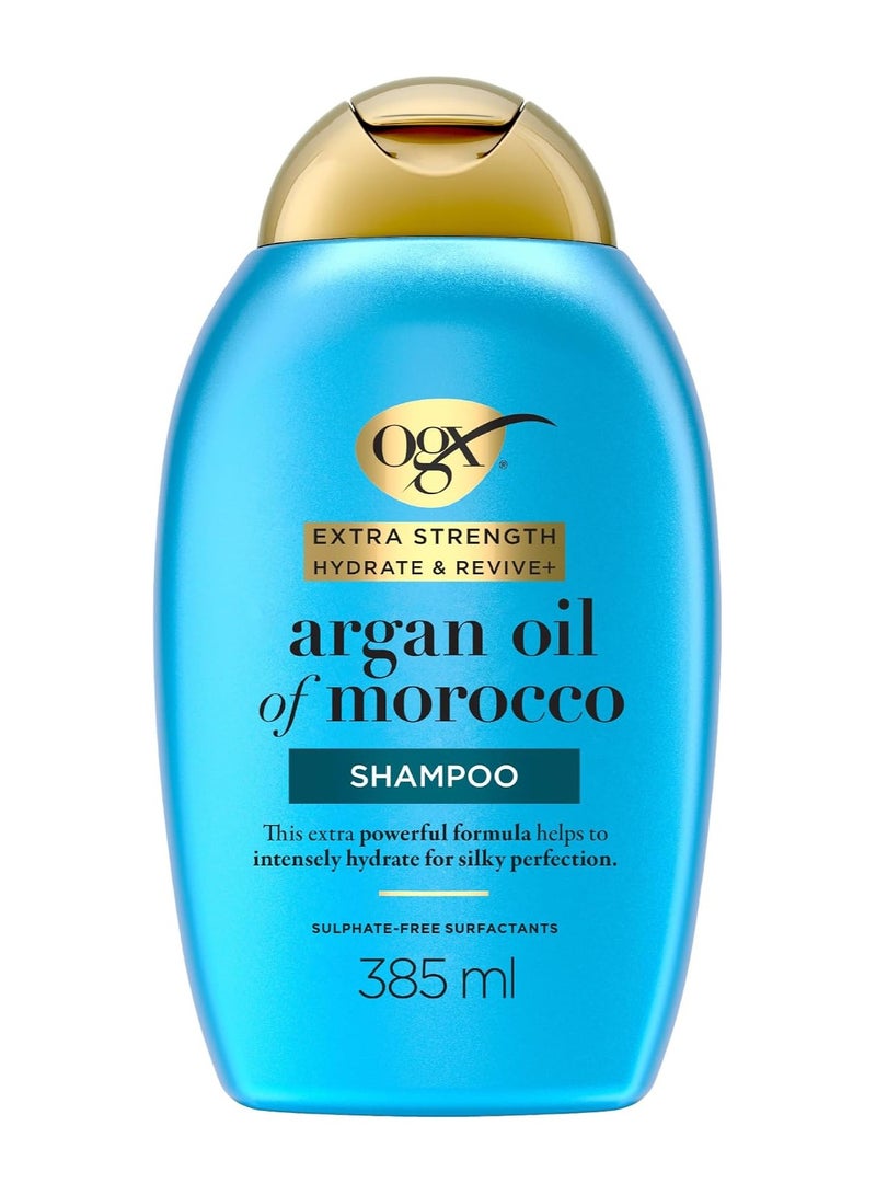 Ogx شامبو OGX قوة إضافية لترطيب وإحياء + زيت الأركان من المغرب (1x 385 مل) خالي من السلفات - Image 1