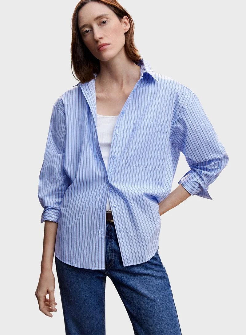 MANGO Striped Button Down Shirt