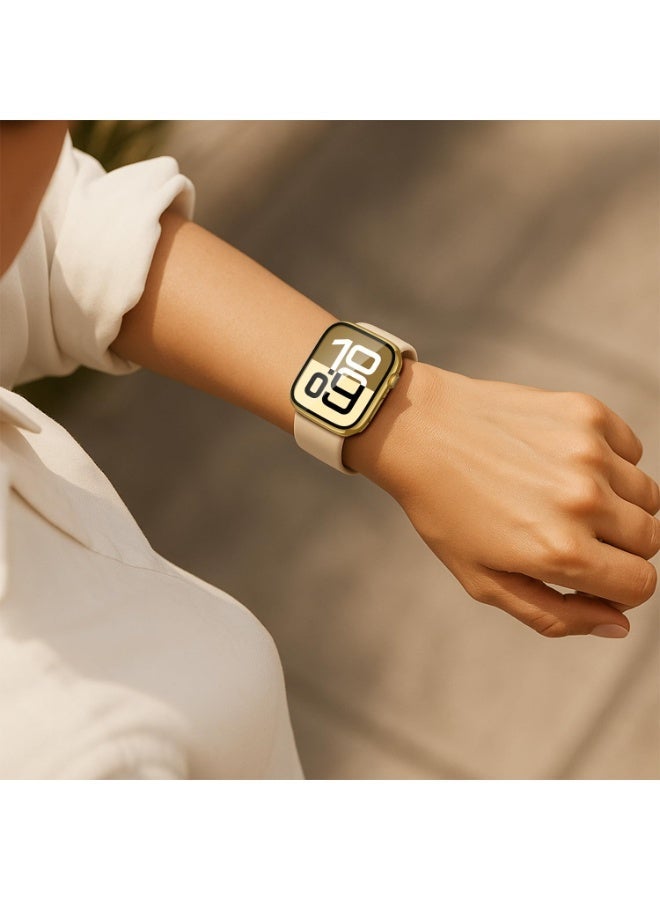 شيك فايب جراب زجاجي مقوى متوافق مع Apple Watch Series 11/Series 10 مقاس 46 مم، واقي شاشة صلب من البولي كربونات للحماية الشاملة، غطاء خفيف الوزن مقاوم للخدش فائق النحافة لـ iWatch (46 مم، ذهبي) - Image 2