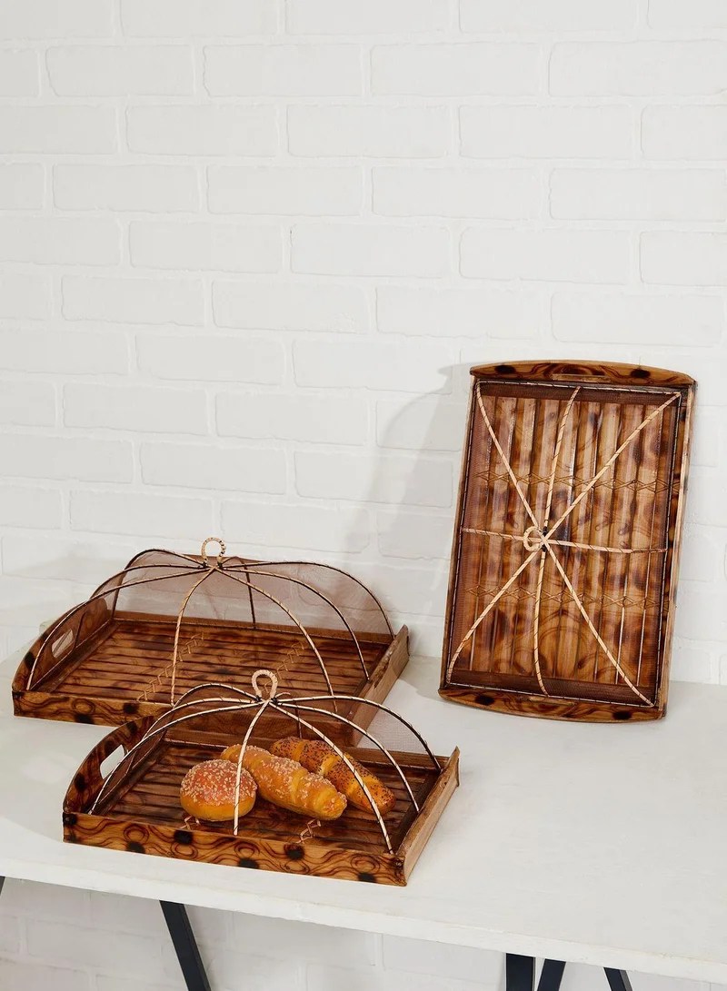 Ayra Set Of 3 Bamboo Tray With Net