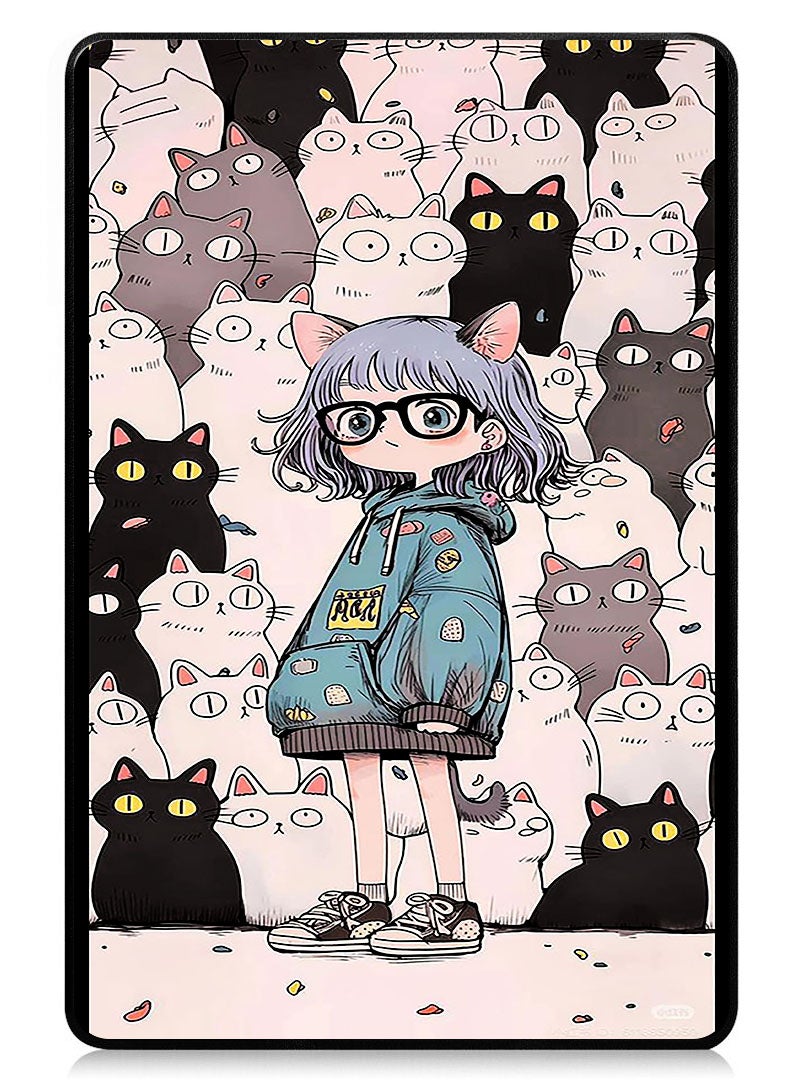 Theodor Protective Flip Case For Xiaomi Pad 7 & Xiaomi Pad 7 Pro With Trifold Stand Auto Wake Sleep Shockproof Cover - Cats & Girl - Image 1