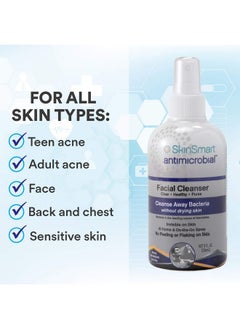 SkinSmart Antimicrobial SkinSmart Facial Cleanser for Acne, Targets Bacteria for Active Teenage Athletes Post Workout and Adult Acne, 8 oz Spray Bottle, Safe for Multiple Daily Uses  - Image 3