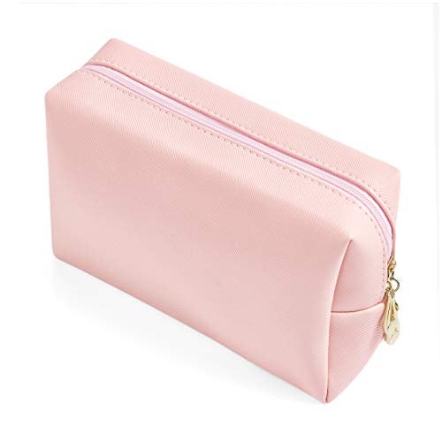 Sohynca PU Leather Cosmetic Bag for Women Minimalism Makeup Bag for Daily Use Portable Storage Purse Small Neat Cosmetic Pouch Water-resistant Toiletry Bag for Travel (Rose Pink) - Image 1