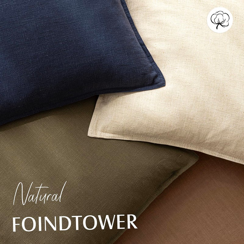 Foindtower Pack of 2  Decorative Linen Soild Throw Pillow Covers Soft Accent Cushion Case Boho Farmhouse Pillowcase for Chair Couch Sofa Bedroom Living Room Home Decor 16 x 16 Inch Light Khaki Brown - Image 4