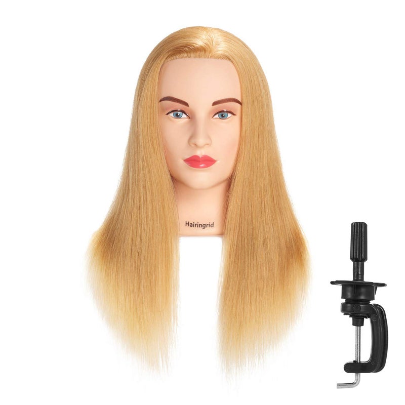 Hairingrid Mannequin Head 2022 100 Human Hair Hairdresser Cosmetology Mannequin Manikin Training Head Hair and Free Clamp Holder 1907W2714