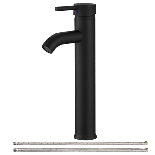 Greenspring Vessel Sink Faucet Matte Black Modern Single Hole Single Handle Aerator Tall Body Lavatory Bowl Bathroom Faucets