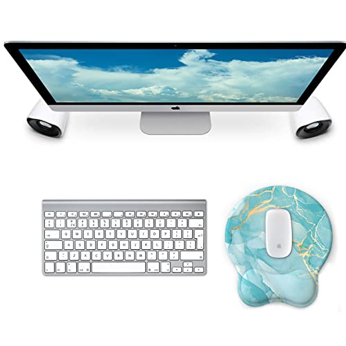 eulps Mouse Pad with Wrist Rest, Comfortable Computer Mousepad with Gel Wrist Support Smooth Surface and Non-Slip PU Base for Pain Relief, Laptop, Office & Home (Blue Marble) - Image 2