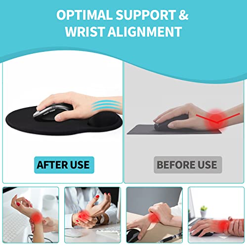 eulps Mouse Pad with Wrist Rest, Comfortable Computer Mousepad with Gel Wrist Support Smooth Surface and Non-Slip PU Base for Pain Relief, Laptop, Office & Home (Blue Marble) - Image 4