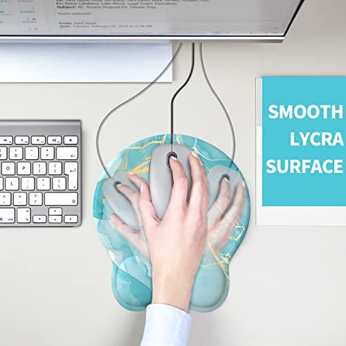 eulps Mouse Pad with Wrist Rest, Comfortable Computer Mousepad with Gel Wrist Support Smooth Surface and Non-Slip PU Base for Pain Relief, Laptop, Office & Home (Blue Marble) - Image 5