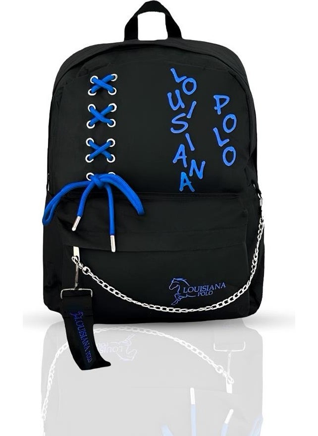 Louisiana Polo Laptop Compartment School Bag Black Blue 1141  - Image 1