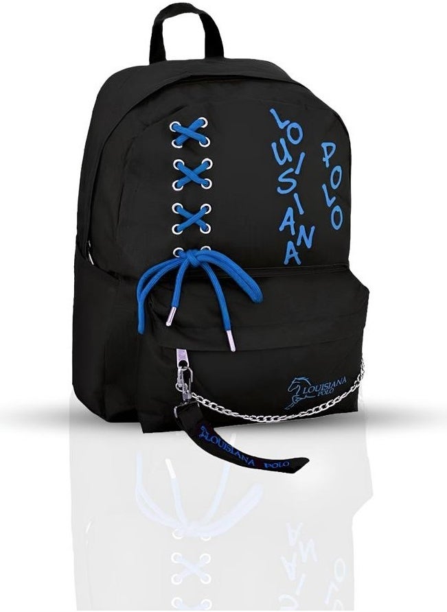 Louisiana Polo Laptop Compartment School Bag Black Blue 1141  - Image 4