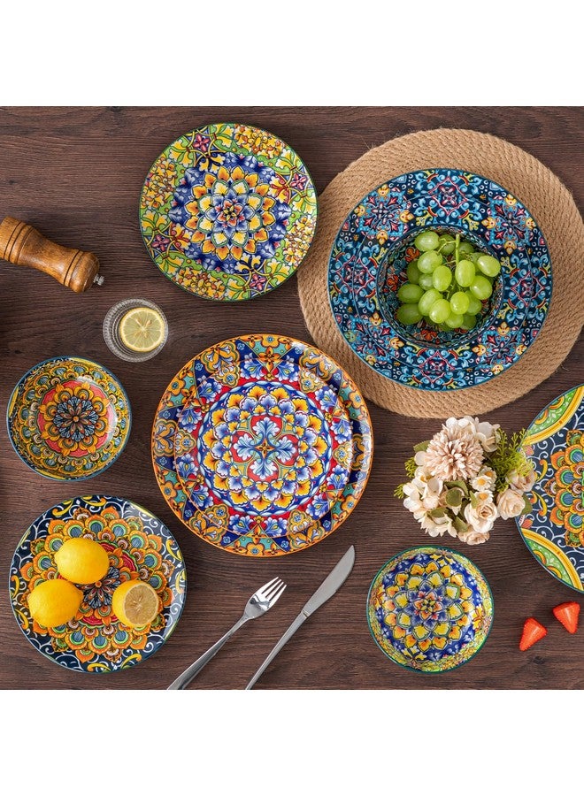 vancasso 12 Pieces Dinnerware Sets, Plates and Bowls Set, Porcelain Dishes Set for 4, Microwave and Dishwasher Safe, Scratch Resistant, Bohemian Style Dining Ware Service for 4, Series SIMI - Image 4