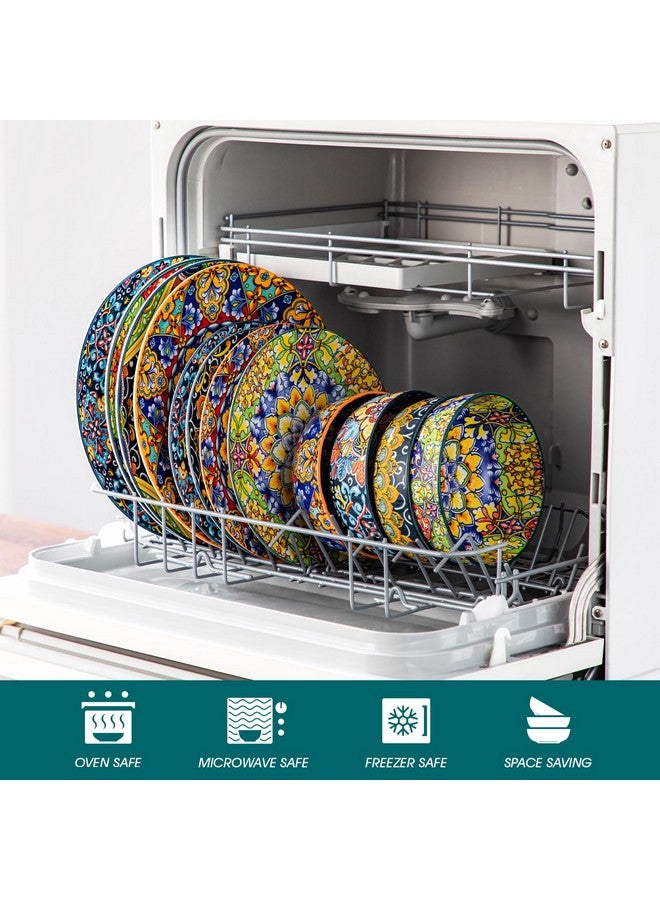 vancasso 12 Pieces Dinnerware Sets, Plates and Bowls Set, Porcelain Dishes Set for 4, Microwave and Dishwasher Safe, Scratch Resistant, Bohemian Style Dining Ware Service for 4, Series SIMI - Image 3