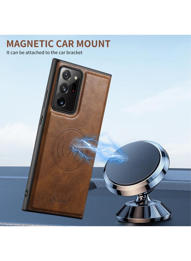 Suteni Case For Samsung Galaxy Note20 5G H19 Oil Wax 2-in-1 MagSafe Removable Card Box Back Phone Case - Image 3